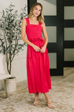 Hold Me Down Midi Dress in Fuchsia