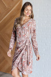 Honey Faux Wrap Dress in Taupe