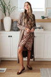 Honey Faux Wrap Dress in Taupe