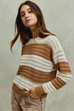 Openwork Wide Stripe Textured Sweater