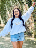 YOU'RE SO GOLDEN EMBROIDERED SWEATSHIRT IN WHITE