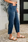 Maisie High Waist Back Pocket Embroidery Crop Wide Jeans