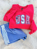 USA LACE APPLIQUE EMBROIDERY SWEATSHIRT