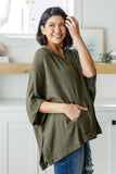Harriette Hooded Poncho in Olive