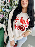 O' Holy Night Metallic Puff Sweatshirt Red