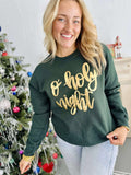 O' Holy Night  Metallic Puff Sweatshirt Gold