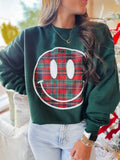PLAID SMILEY SWEATSHIRT