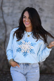 Faux Crochet Snowflake Long Sleeve Tee
