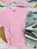 Smile Embroidered Tee in Blossom