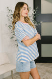 I Think I'm in Love Round Neck Loose Tee in Blue and Pink