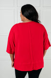 Ribbed Dolman Sleeve Top in Red