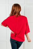 Ribbed Dolman Sleeve Top in Red