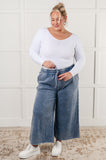 Henigan Wide Leg Cropped Pants in Dusty Blue