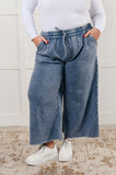 Henigan Wide Leg Cropped Pants in Dusty Blue