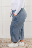 Henigan Wide Leg Cropped Pants in Dusty Blue