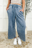 Nina Wide Leg Cropped Pants Blue Grey