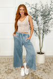Nina Wide Leg Cropped Pants Dusty Blue