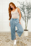 Nina Wide Leg Cropped Pants Dusty Blue