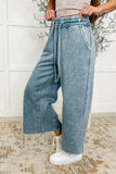 Nina Wide Leg Cropped Pants Dusty Blue