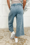 Nina Wide Leg Cropped Pants Dusty Blue