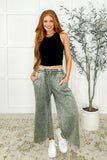 Nina Wide Leg Cropped Pants Lt Olive
