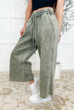 Nina Wide Leg Cropped Pants Lt Olive