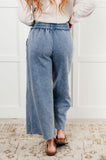 Henigan Wide Leg Cropped Pants in Dusty Blue