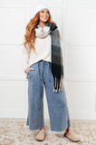 Henigan Wide Leg Cropped Pants in Dusty Blue