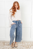 Henigan Wide Leg Cropped Pants in Dusty Blue