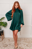 Lovely Poly Satin Butterfly Sleeve Dress