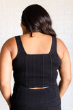 Balance Twill Square Neck Crop Top in Black