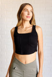 Balance Twill Square Neck Crop Top in Black