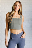 Twill Square Neck Crop Top in Dusty Olive