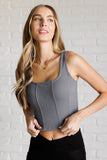 Balance Twill Square Neck Crop Top in Titanium