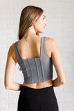 Balance Twill Square Neck Crop Top in Titanium