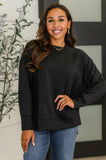 It's The Little Things Relaxed Scuba Pullover in Black