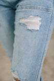 Aiden High Rise Patch Pocket Distressed Boyfriend Jeans
