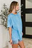 Heather Mineral Wash Relaxed Top in Deep Sky