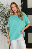 Heather Mineral Wash Relaxed Top in Turquoise