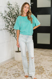 Heather Mineral Wash Relaxed Top in Turquoise
