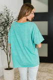 Heather Mineral Wash Relaxed Top in Turquoise
