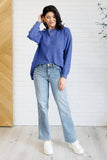 Brushed Melange Hacci Long Sleeve Tee in Bright Blue