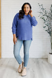 Brushed Melange Hacci Long Sleeve Tee in Bright Blue