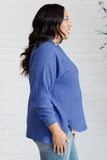 Brushed Melange Hacci Long Sleeve Tee in Bright Blue