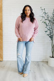 Brushed Melange Hacci Long Sleeve Tee in Light Rose