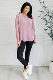 Brushed Melange Hacci Long Sleeve Tee in Light Rose