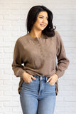 Brushed Melange Hacci Long Sleeve Tee in Mocha