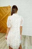 Lace High Neck Dress in Ivory Multi