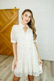 Lace High Neck Dress in Ivory Multi