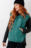 Layering Quilted Puffer Vest in Hunter Green